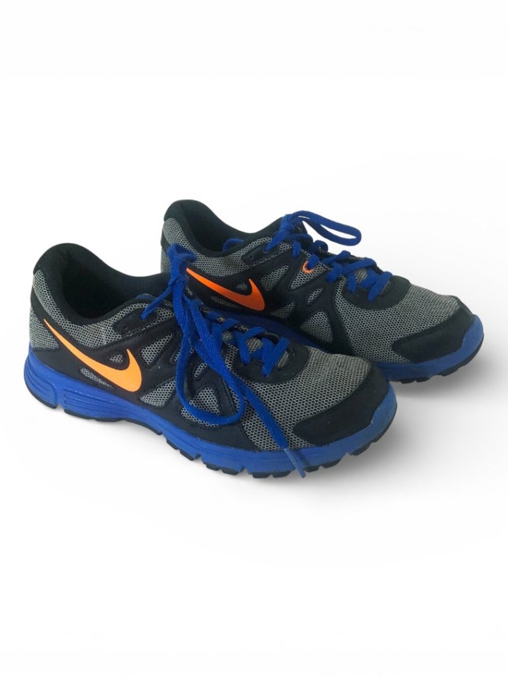 NIKE REVOLUTION 2  Blue BLACK ORANGE SWOOSH Size 6 Youth - Picture 10 of 14